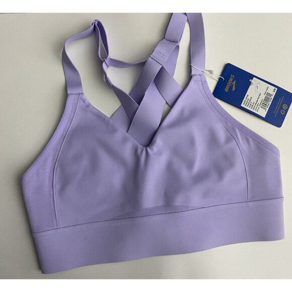 Brooks 30A/B Run Drive Interlace Violet Dash Sports Bra Compression Woven Wickin - Picture 5 of 10
